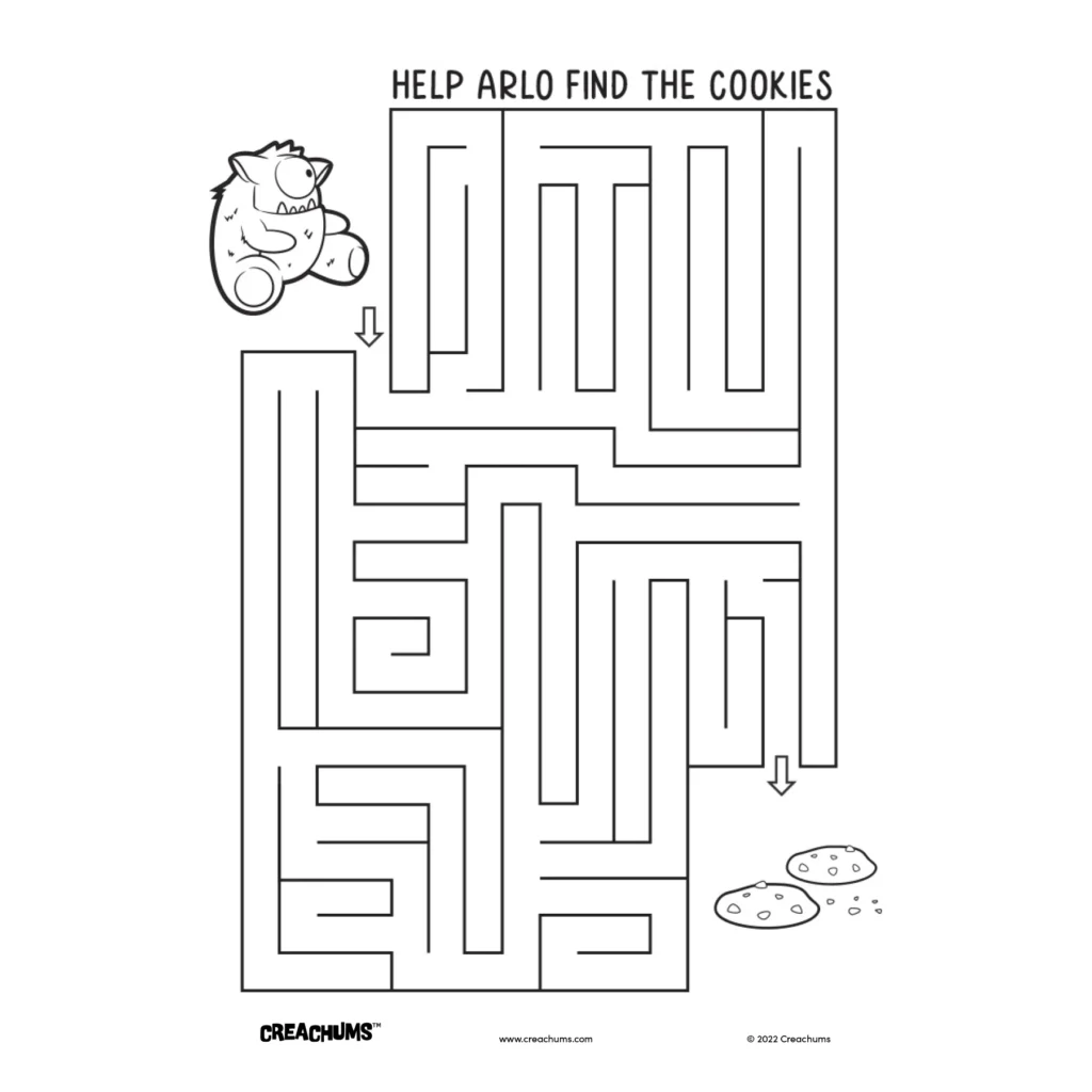 Free Arlo Cookie Maze Activity Page | Creachums Cookie Quest